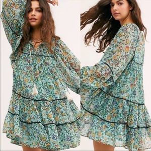 Free People Free Swinging Floral Print Mini Dress
